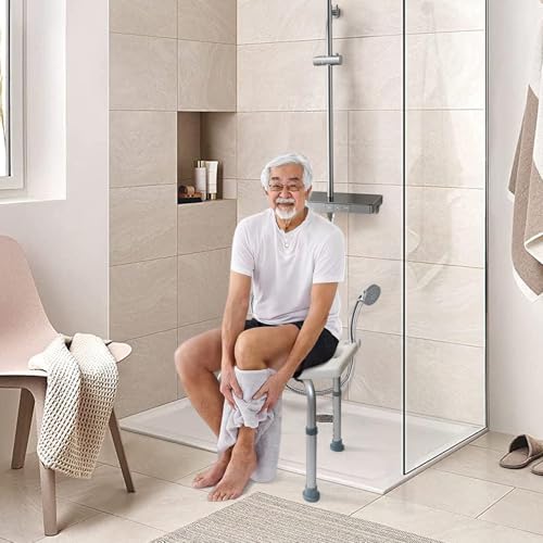 DEZOON Shower Chair-Adjustable Heights-Bathtub Stool-Elderly, Disabled, Seniors