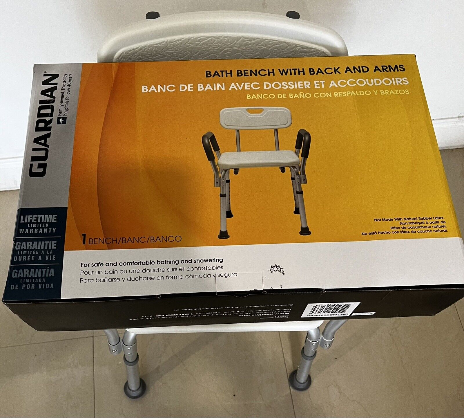 Slip-Resistant Shower Chair with Adjustable Height & Padded Armrests