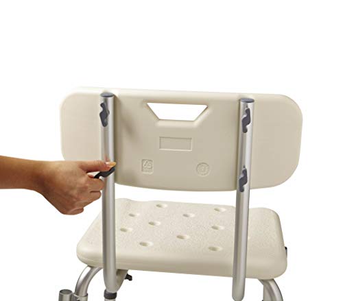 Slip-Resistant Shower Chair with Adjustable Height & Padded Armrests