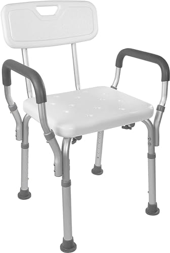 Vaunn Shower Chair with Padded Arms, Removable Back