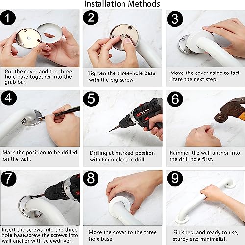 2 Pack White Anti-Slip Bathtub Grab Bars