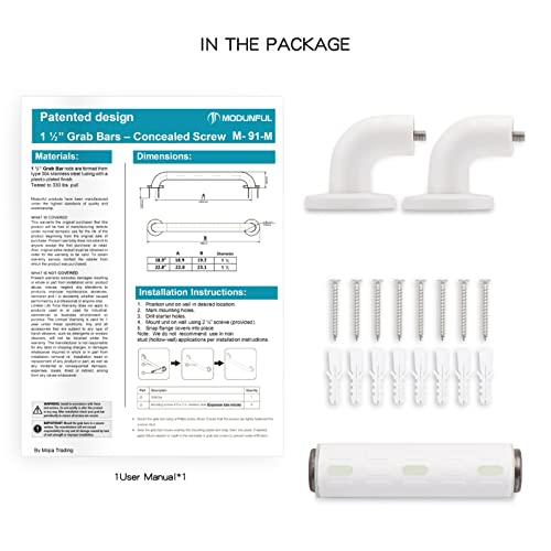 White 12 inch Bathroom Grab Bar for Seniors