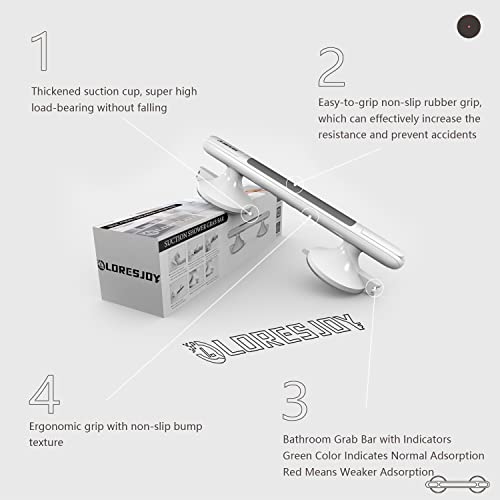 LORESJOY 12" Suction Grab Bars for Slippery Bathtubs