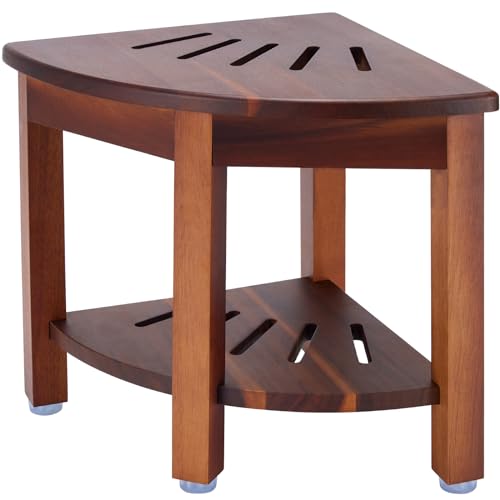 Corner Shower Bench with Shelf and Foot Rest