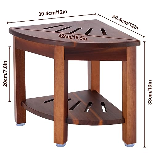 Corner Shower Bench with Shelf and Foot Rest