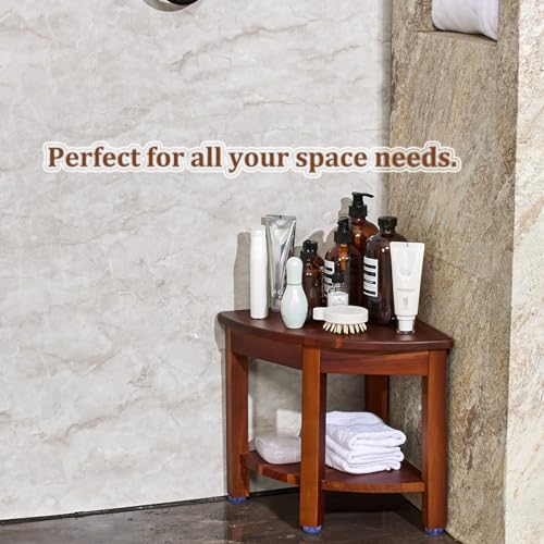 Corner Shower Bench with Shelf and Foot Rest