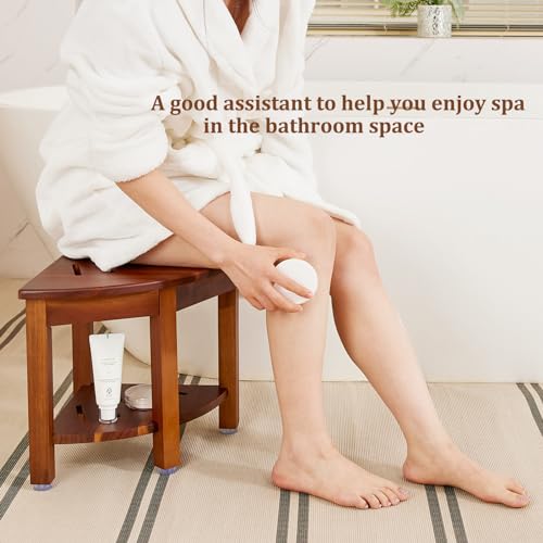 Corner Shower Bench with Shelf and Foot Rest