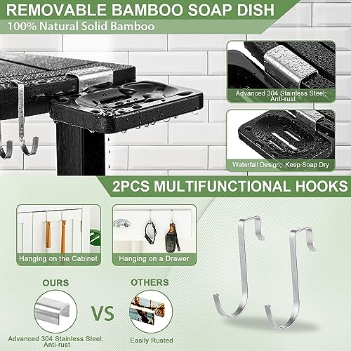 Bamboo Corner Shower Stool with Shelf & Soap Dish