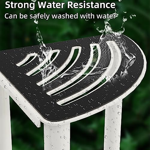 White Non-Slip Corner Shower Stool with Storage Shelf