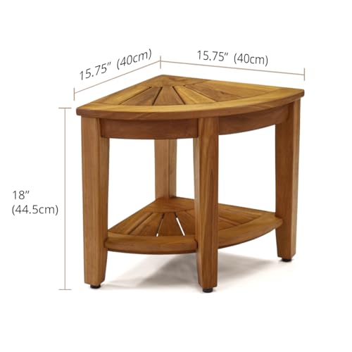 AquaTeak 15.5" Kai Teak Shower Bench with Shelf