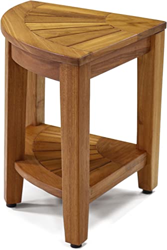 AquaTeak 15.5" Kai Teak Shower Bench with Shelf