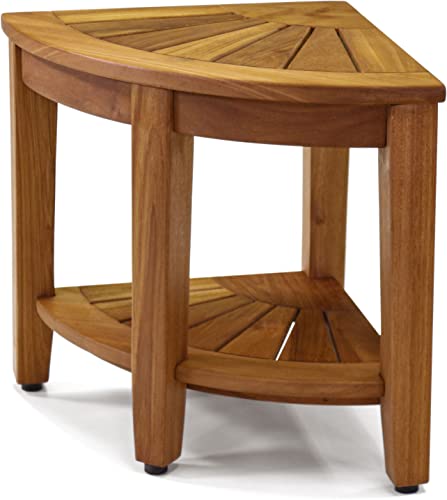 AquaTeak 15.5" Kai Teak Shower Bench with Shelf