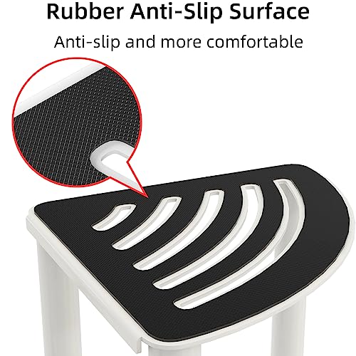 White Non-Slip Corner Shower Stool with Storage Shelf