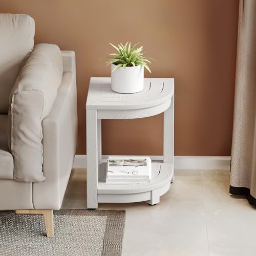 White HDPS Corner Shower Stool with Storage Shelf