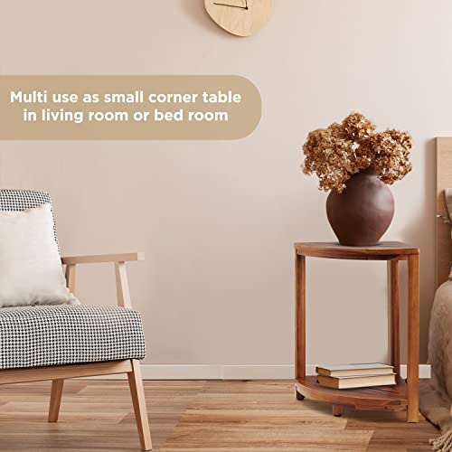 HOLANA Wood Corner Shower Bench & Stool with Storage Shelf