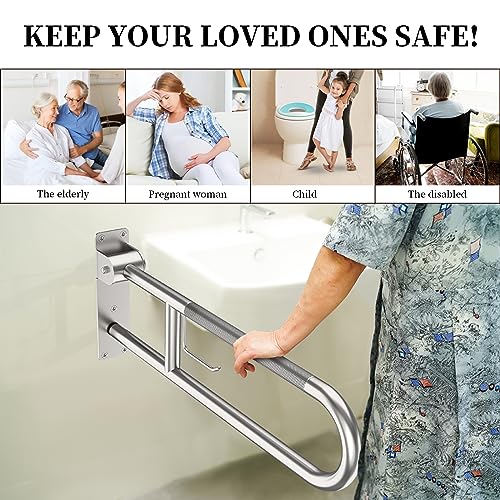 30.3 Inch Brushed Nickel Anti-Slip U-Shaped Grab Bar