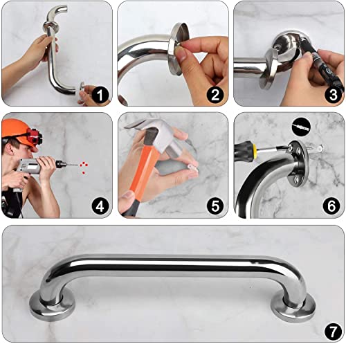 2 Pack Stainless Steel Shower Grab Bars, 12