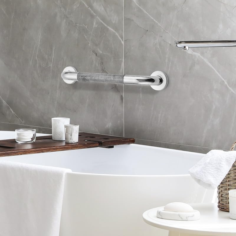 Polished Nickel Bathroom Safety Grab Bars, Set of 2