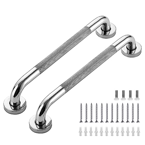Polished Nickel Bathroom Safety Grab Bars, Set of 2