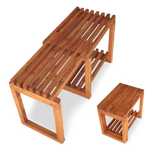 Shower Stool Bench with Storage Shelf, Waterproof, Adjustable