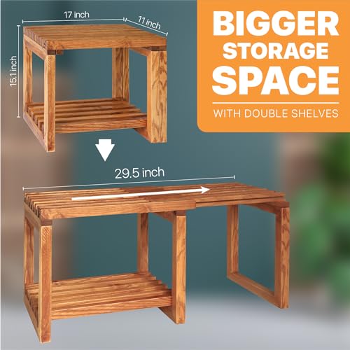Shower Stool Bench with Storage Shelf, Waterproof, Adjustable