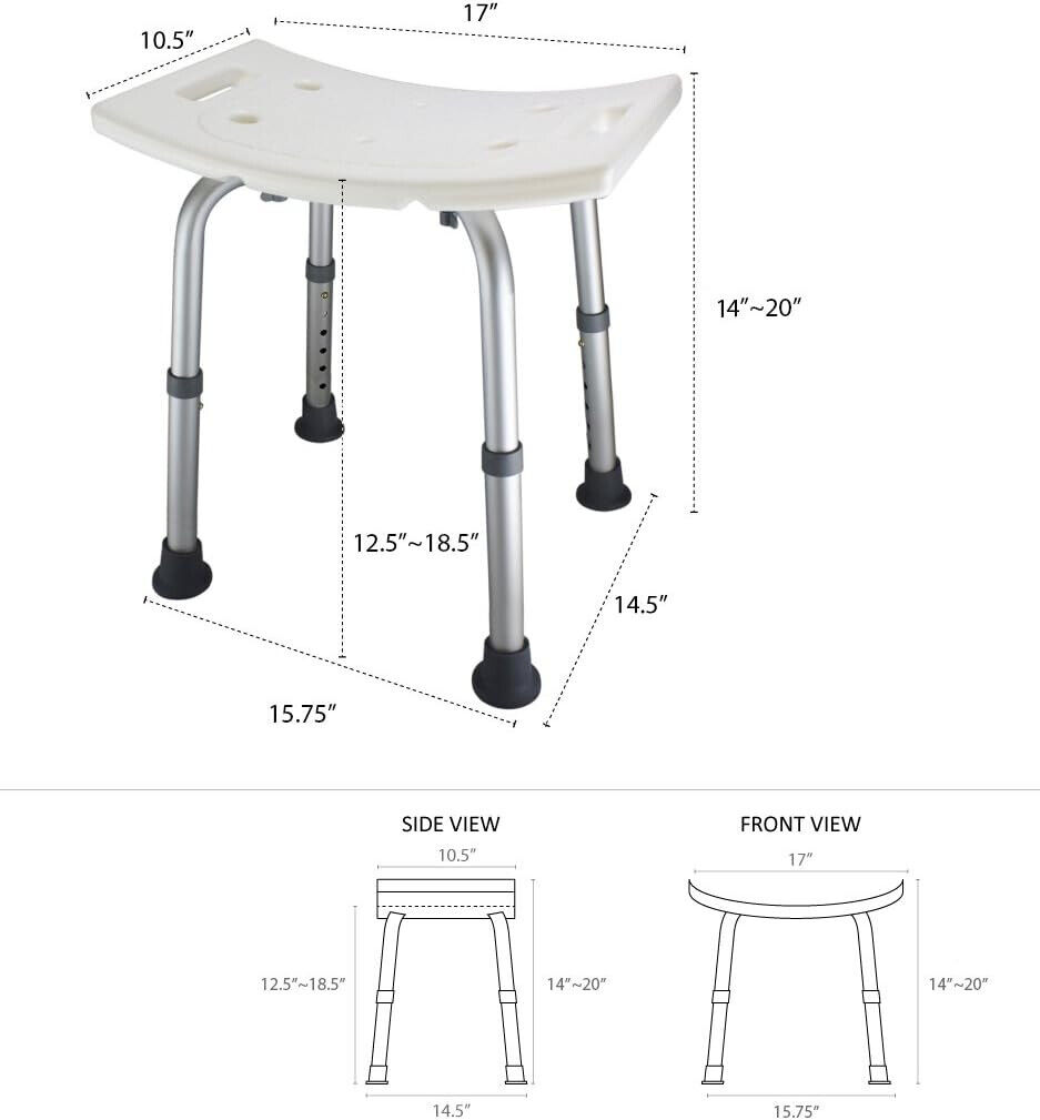 Adjustable Lightweight Shower Chair for Elderly and Disabled