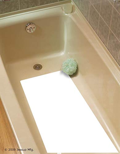 White Vinyl Anti Slip Safety Bath Mat - 16" x 34