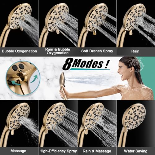 Golden Handheld Shower Set with 8 Functions