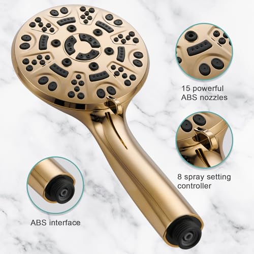 Golden Handheld Shower Set with 8 Functions