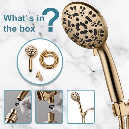 Golden Handheld Shower Set with 8 Functions