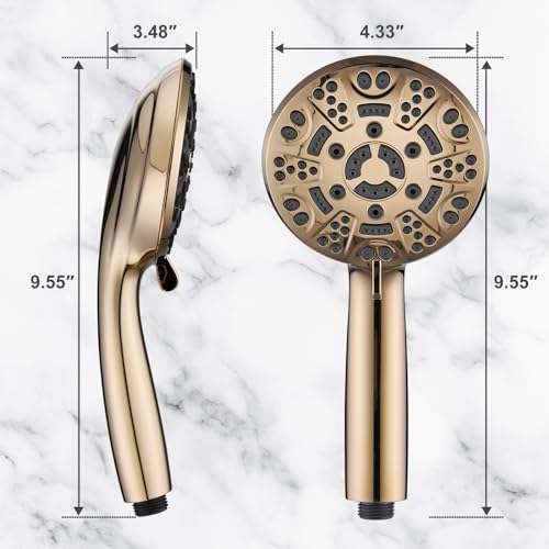 Golden Handheld Shower Set with 8 Functions
