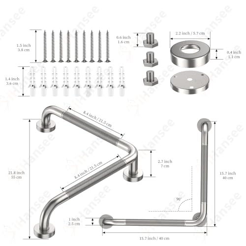 16x16 Inch Stainless Steel Grab Bar for Shower