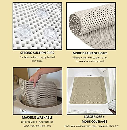 Luxury Non-Slip Bath Mat with Drainage - Grey