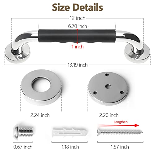 12" Anti-Slip Bathroom Grab Bars - 2 Pack