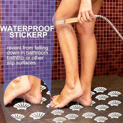 20PCS Transparent Anti-Slip Bathtub Strips with Scraper