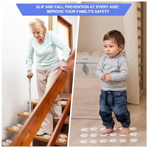 20PCS Transparent Anti-Slip Bathtub Strips with Scraper