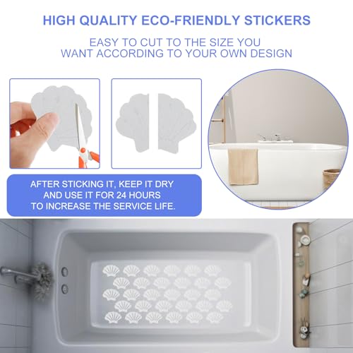 20PCS Transparent Anti-Slip Bathtub Strips with Scraper