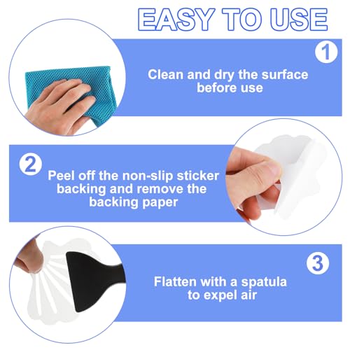 20PCS Transparent Anti-Slip Bathtub Strips with Scraper