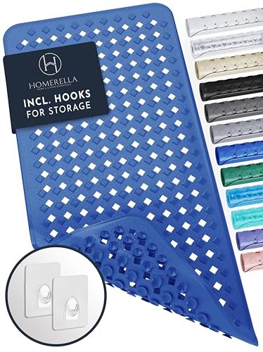 Long Non-Slip Bath Mat with Storage Hooks