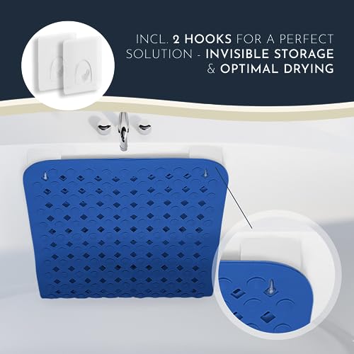 Long Non-Slip Bath Mat with Storage Hooks