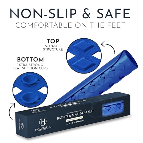 Long Non-Slip Bath Mat with Storage Hooks