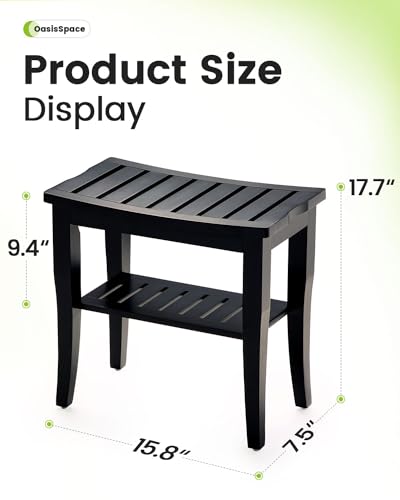 Bamboo Shower Bench with Storage Shelf: Waterproof, Spa-friendly