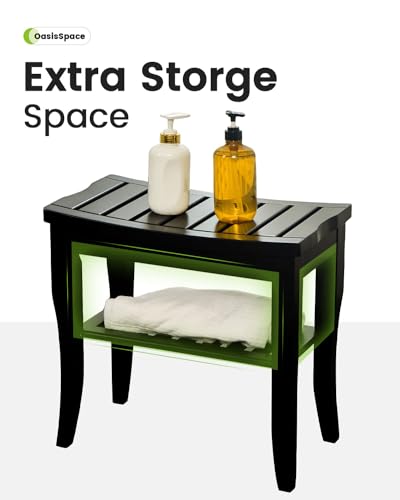 Bamboo Shower Bench with Storage Shelf: Waterproof, Spa-friendly