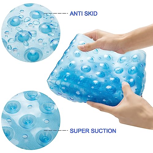 Blue Non-Slip Bath Tub Mat with Drain Holes