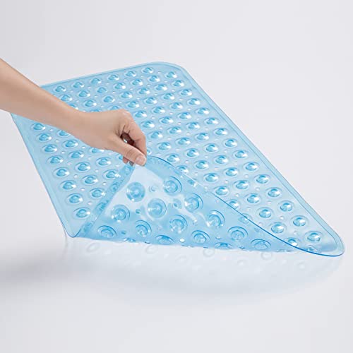 Blue Non-Slip Bath Tub Mat with Drain Holes