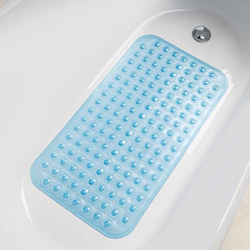Blue Non-Slip Bath Tub Mat with Drain Holes