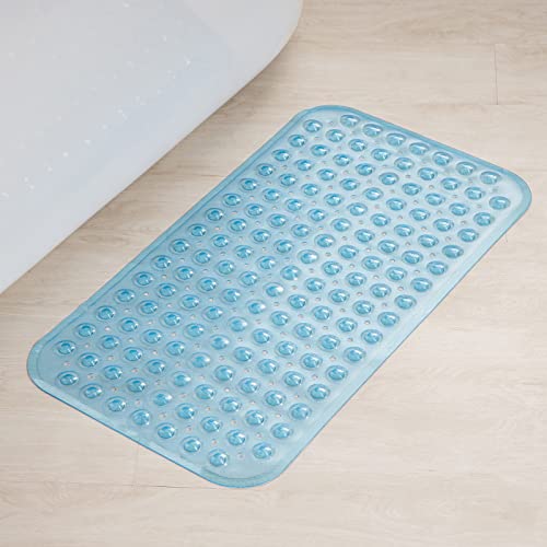 Blue Non-Slip Bath Tub Mat with Drain Holes