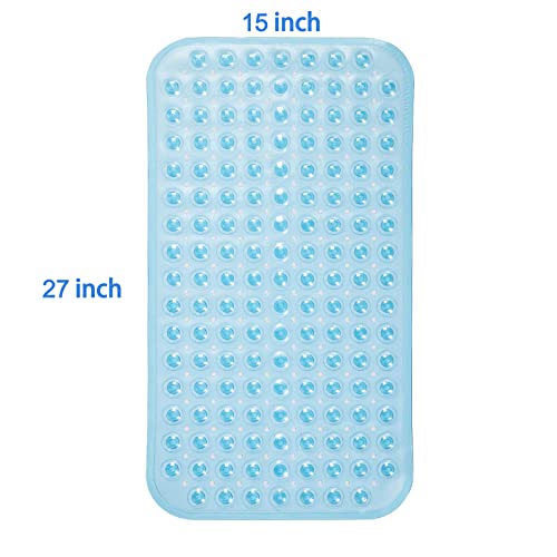 Blue Non-Slip Bath Tub Mat with Drain Holes