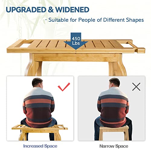 Bamboo 2-Tier Shower Bench with Storage Shelf