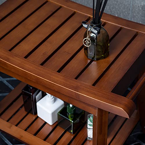 Forevich Bamboo Shower Bench with Storage Shelf Seat